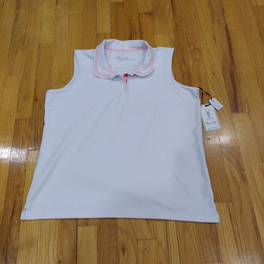 NWT Classic Prep Women's Adair White & Pink Tennis Tank (Size: XL)